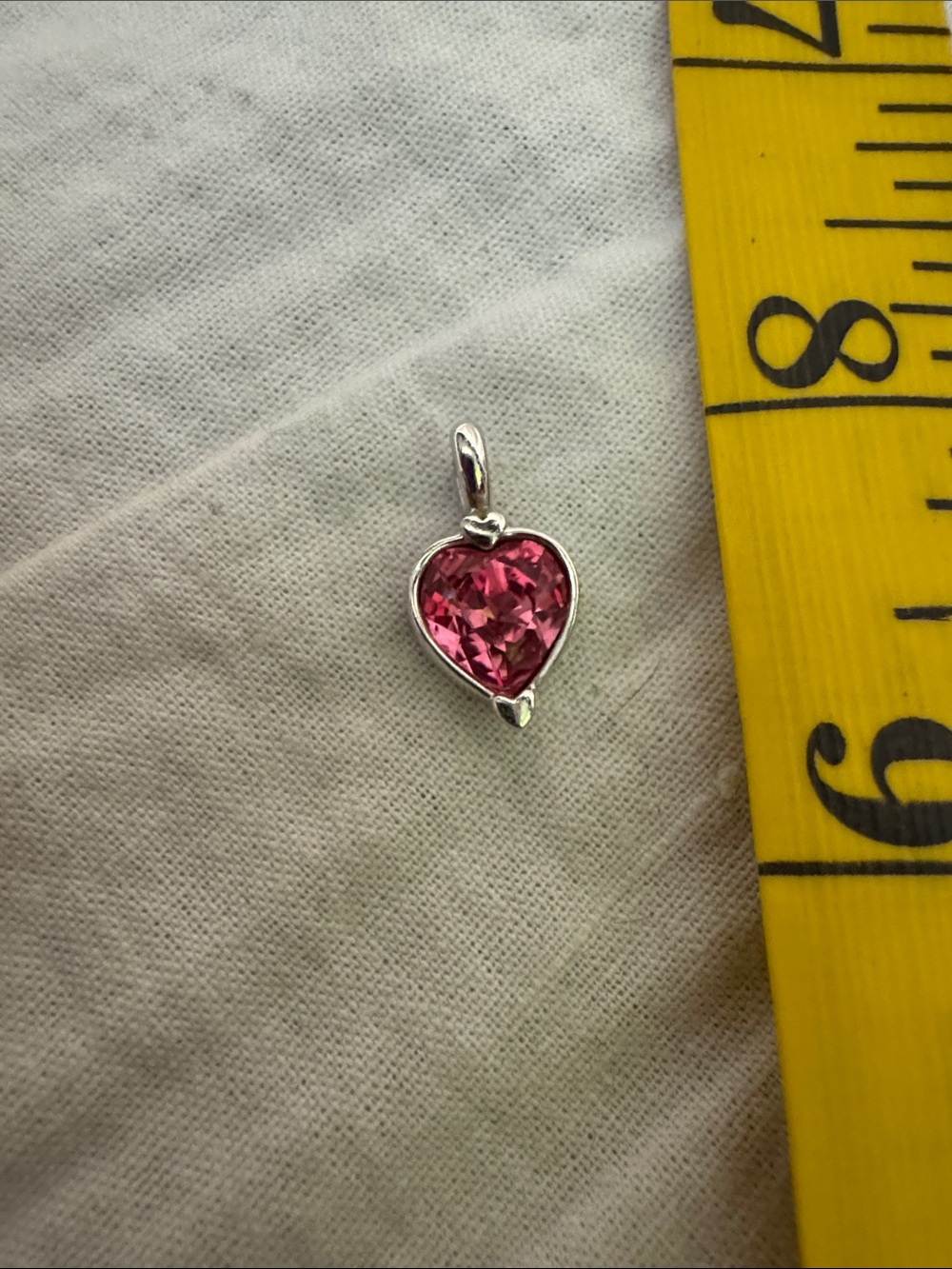 Swaraski Sterling Heart Pendant with Pink Crystal